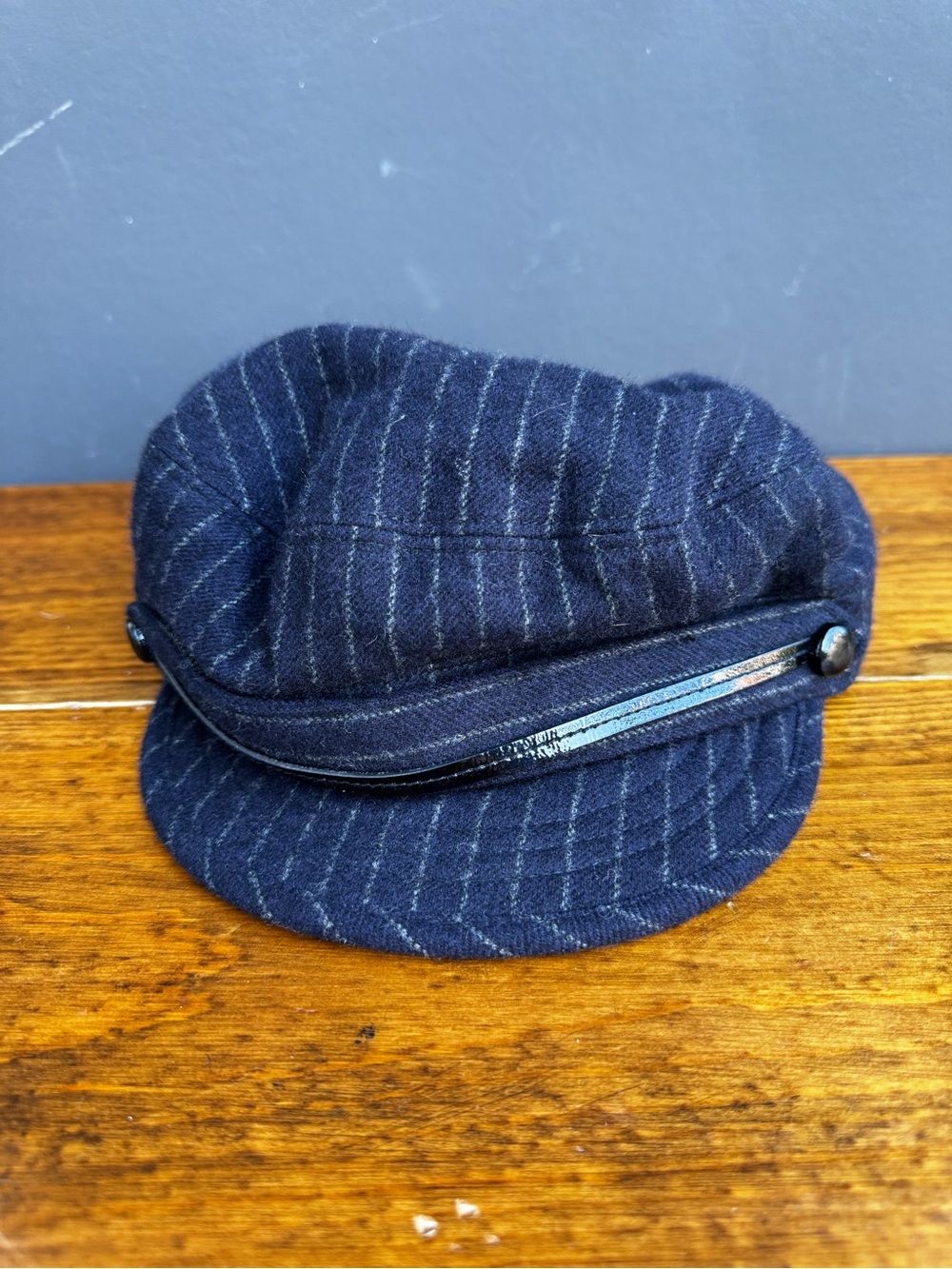 J Crew dark blue pinstripe newsboy cap